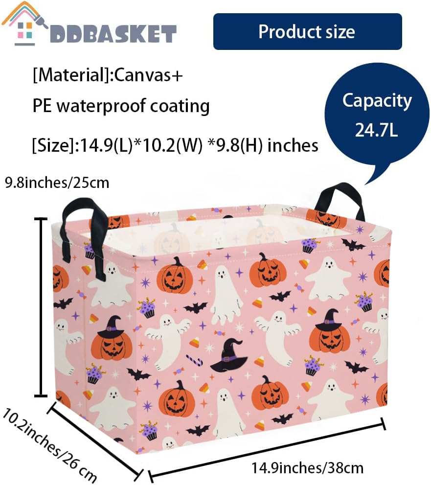 DDBASKET pink canvas basket with waterproof lining ideal for toy storage