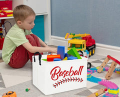 DDBASKET Rectangular Baseball Basket side view with handles for transport.