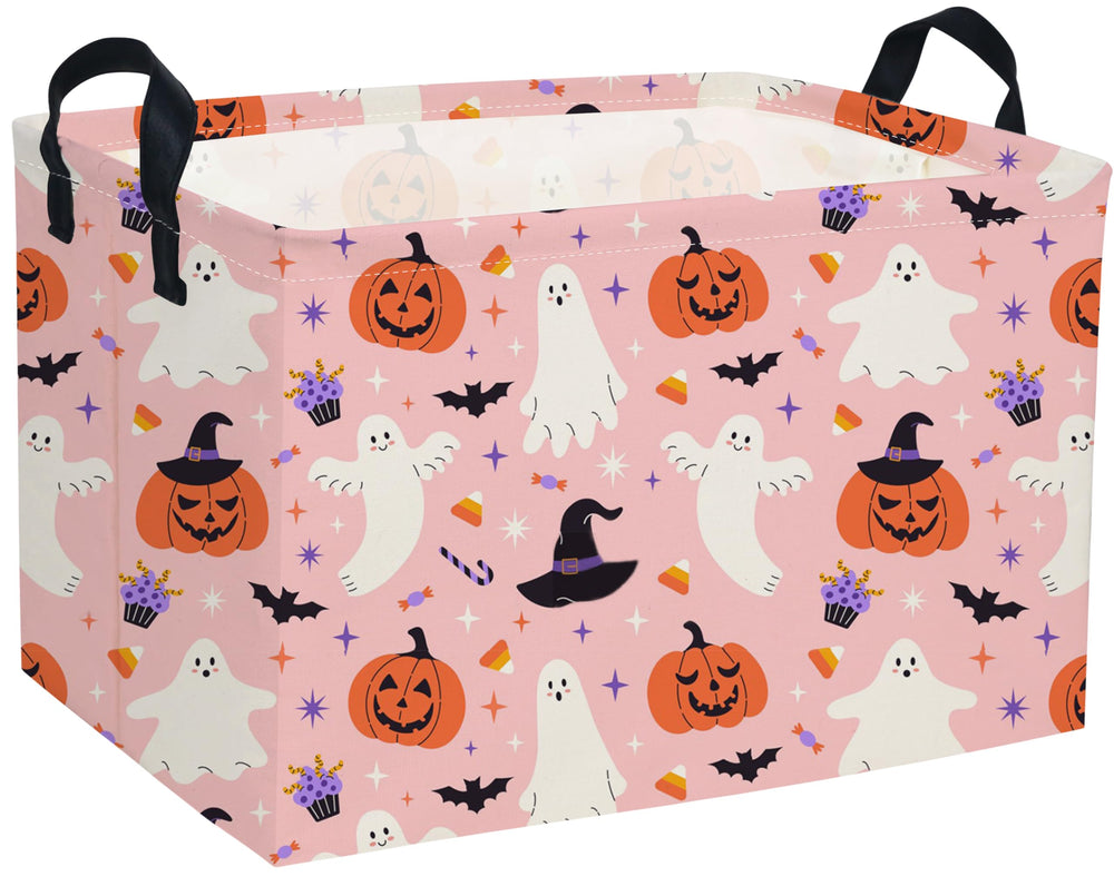 DDBASKET rectangular pink Halloween basket for easy trick-or-treat collection