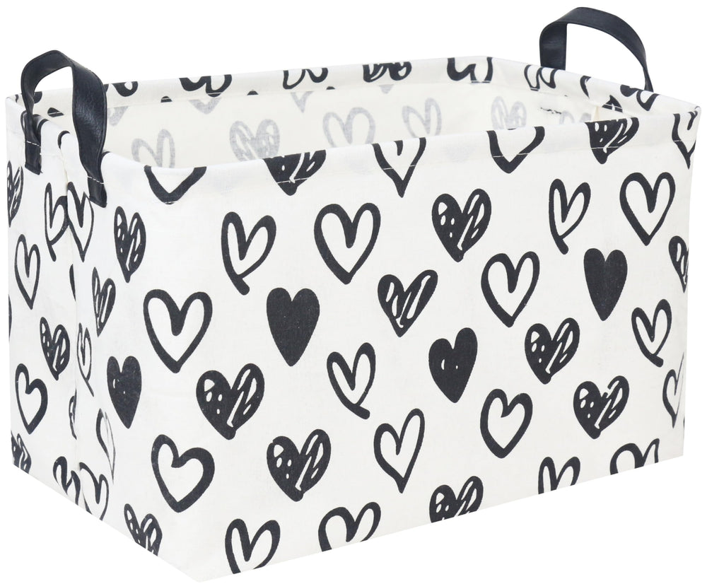 DDBASKET rectangular kids basket with heart design for tidy toy storage.