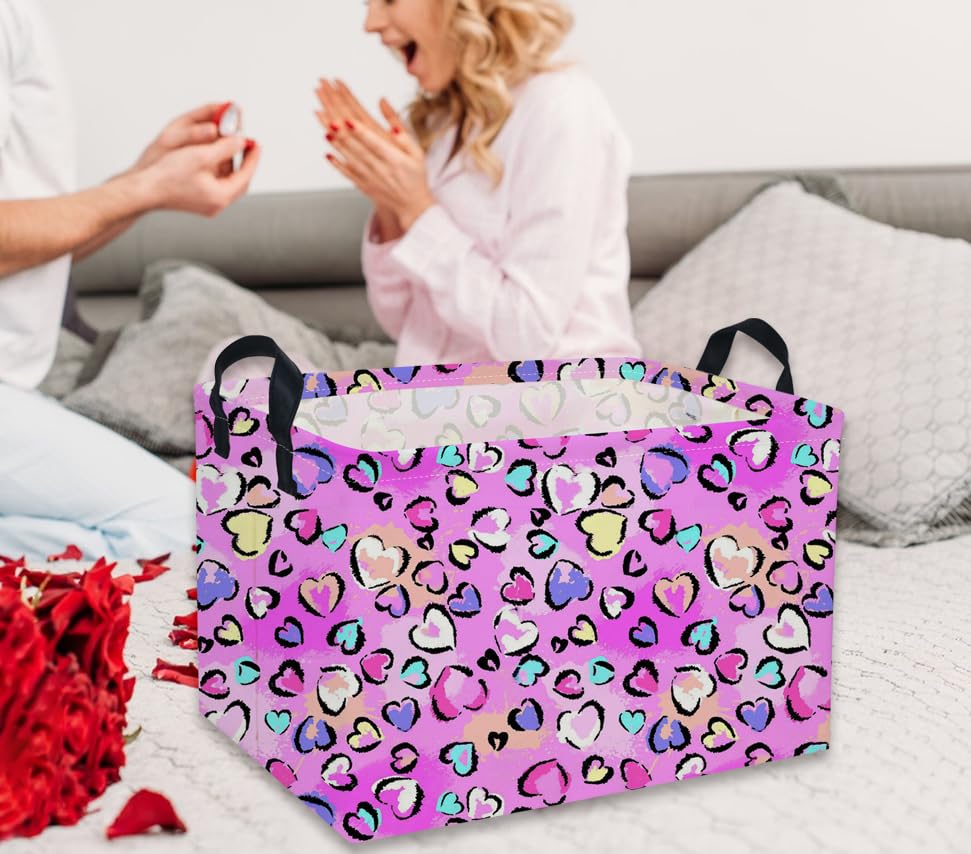 DDBASKET rectangular pink heart basket, room decor with kid-friendly design.