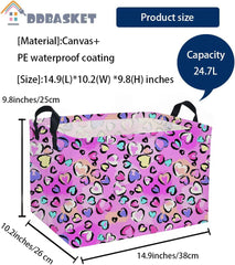 DDBASKET rectangular pink heart basket, side view, lightweight and portable.