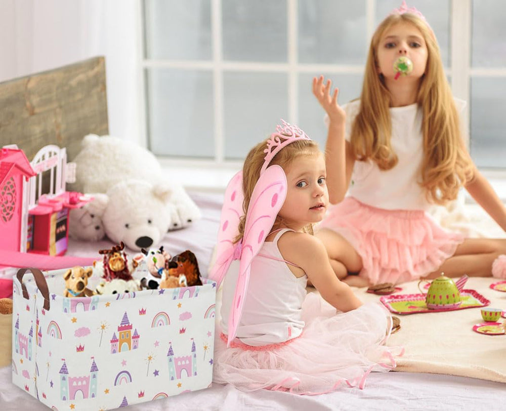 DDBASKET toy organizer basket rose decor reduces clutter in kids' rooms.