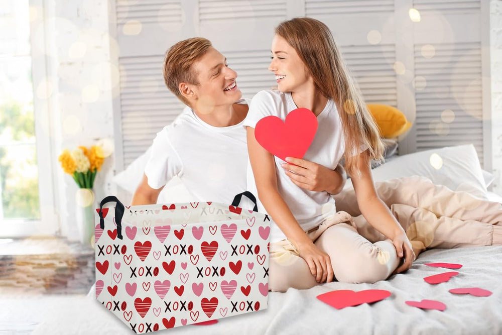 DDBASKET XO heart dorm storage bin offers portable organization in small spaces.