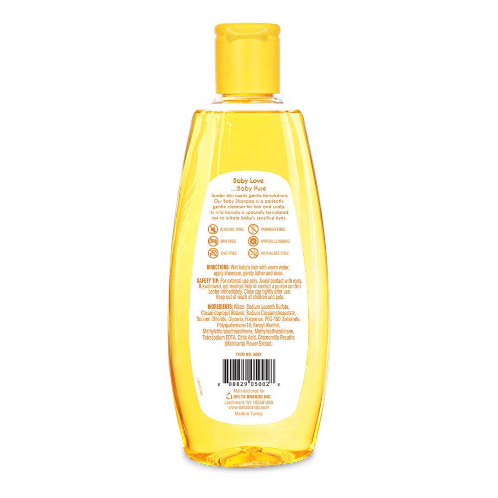 DDI Baby Shampoo label closeup with usage details.