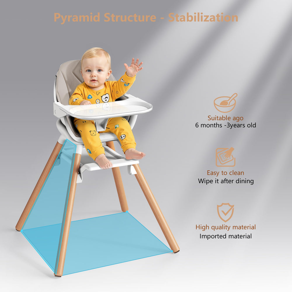 DDIOYIUR high chair 5-point harness keeps baby secure during meals