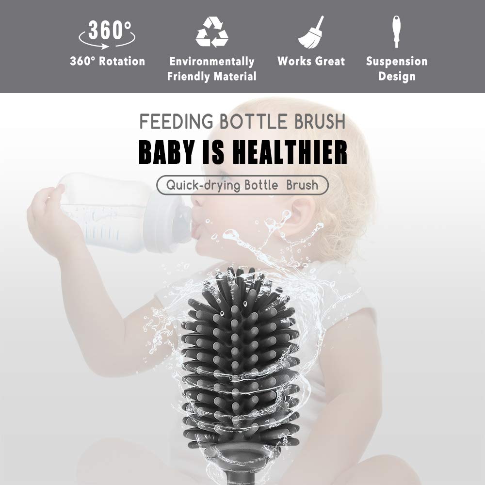 ddLUCK baby bottle cleaner with silicone head for gentle hygienic cleaning