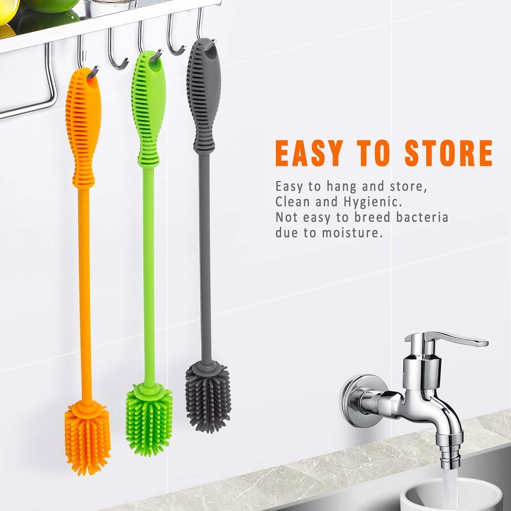 ddLUCK hydro flask cleaning brush with silicone bristles for thorough interior cleaning