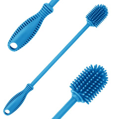 ddLUCK silicone bottle brush with long handle reaches tight openings for baby bottles.