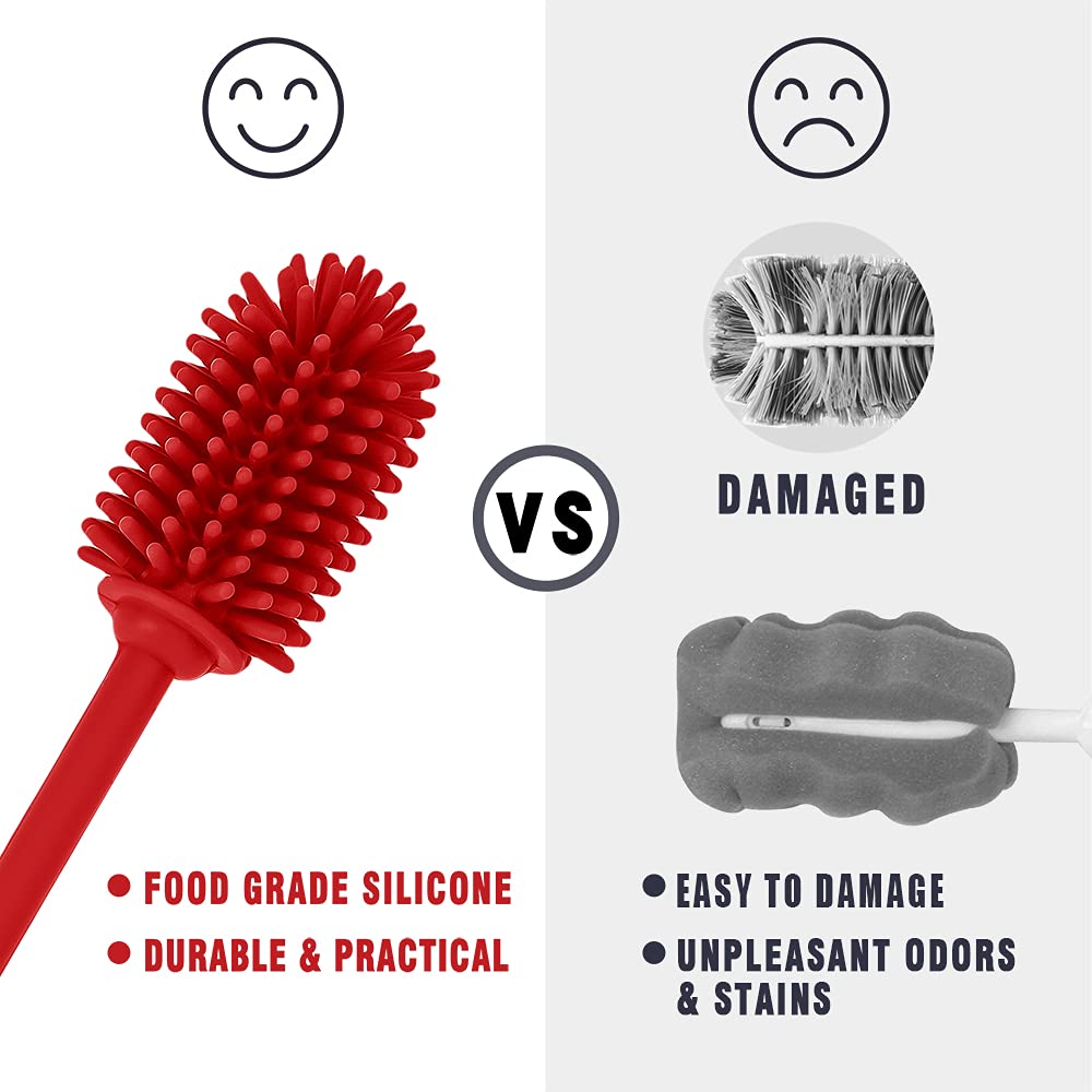ddLUCK silicone bottle cleaning brush drying-ready after wash for quick reuse