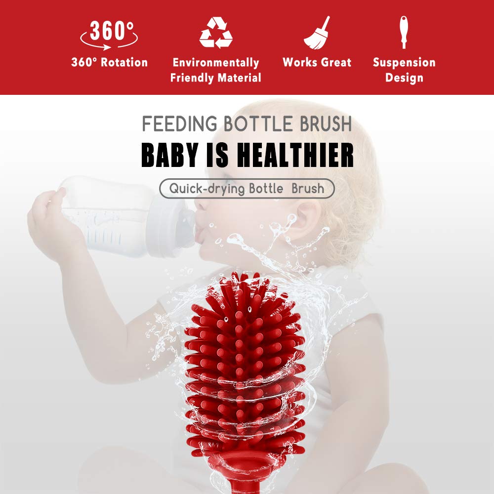 ddLUCK silicone bottle cleaning brush cleans glassware and vases without scratching