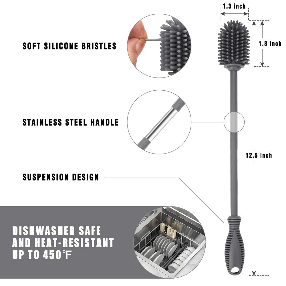 ddLUCK sports bottle cleaner with silicone bristles for quick sanitary bottle refresh