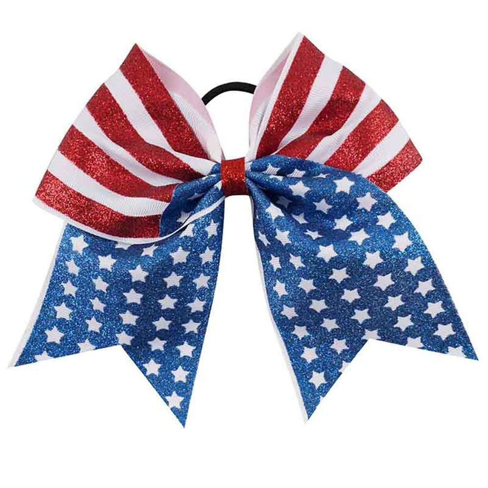 DDNFO 7-inch baby girl American flag hair bow for festive July styling.