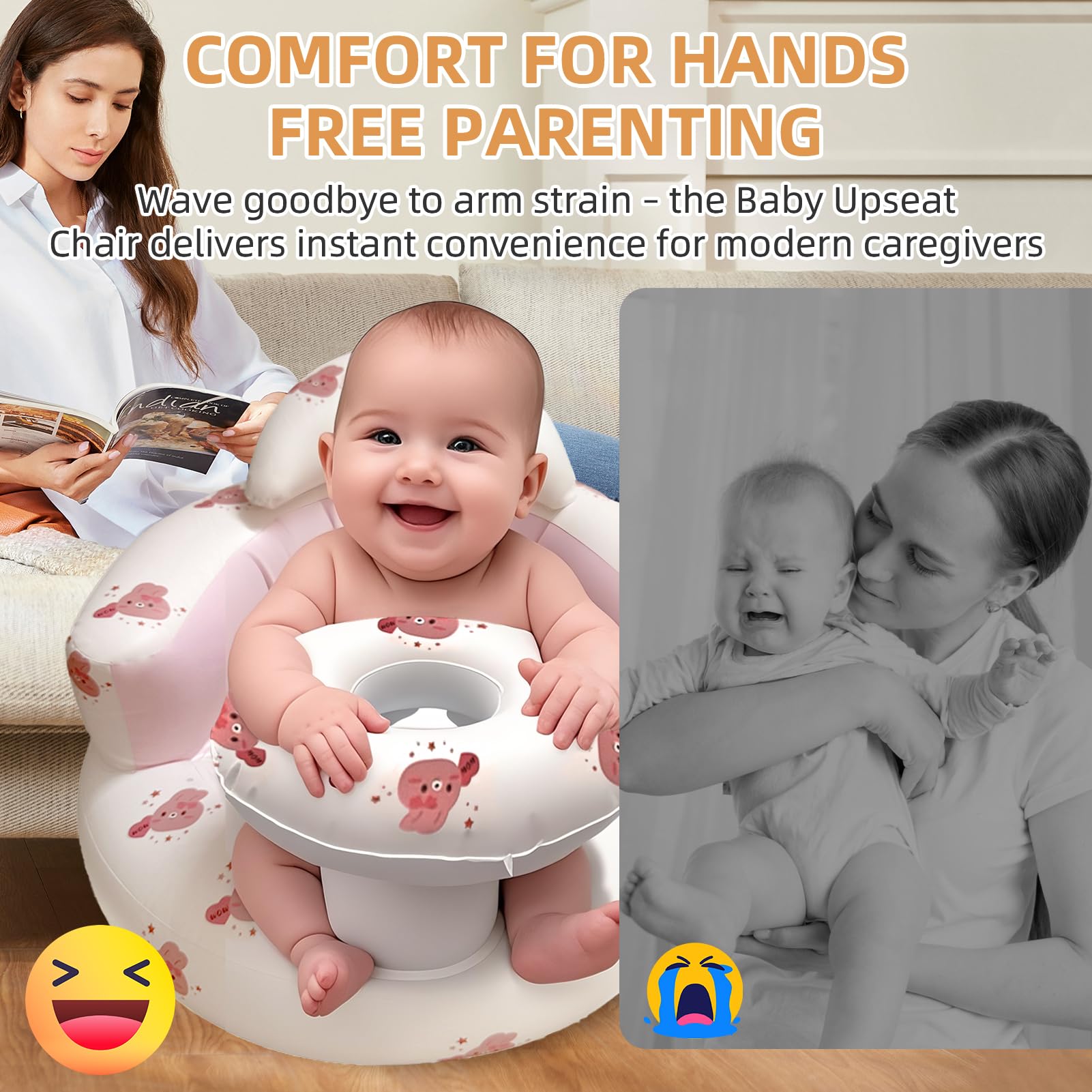DDTPDE inflatable baby seat breathable mesh bottom keeps baby cool