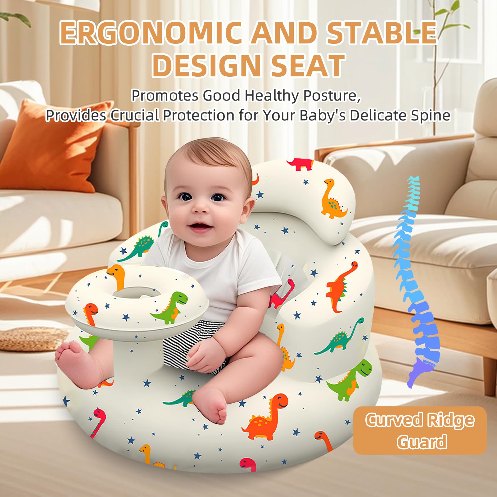 DDTPDE inflatable baby seat built-in pump for quick setup.