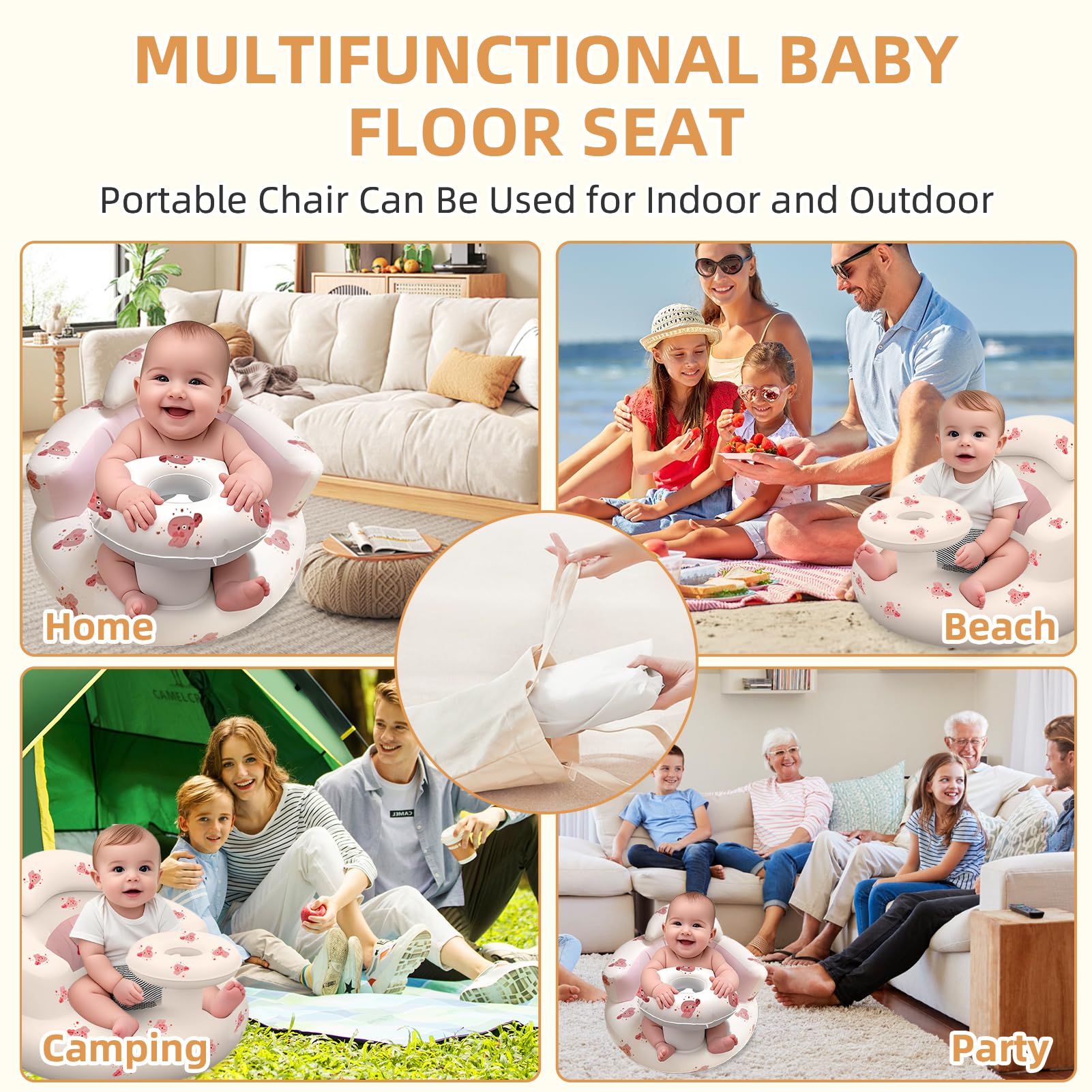 DDTPDE inflatable baby seat packable for backpacks and suitcases