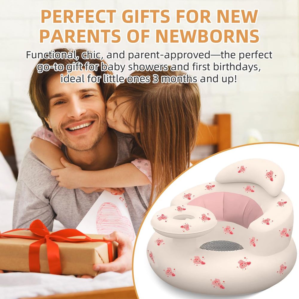 DDTPDE inflatable baby seat pink rabbit design appealing to babies