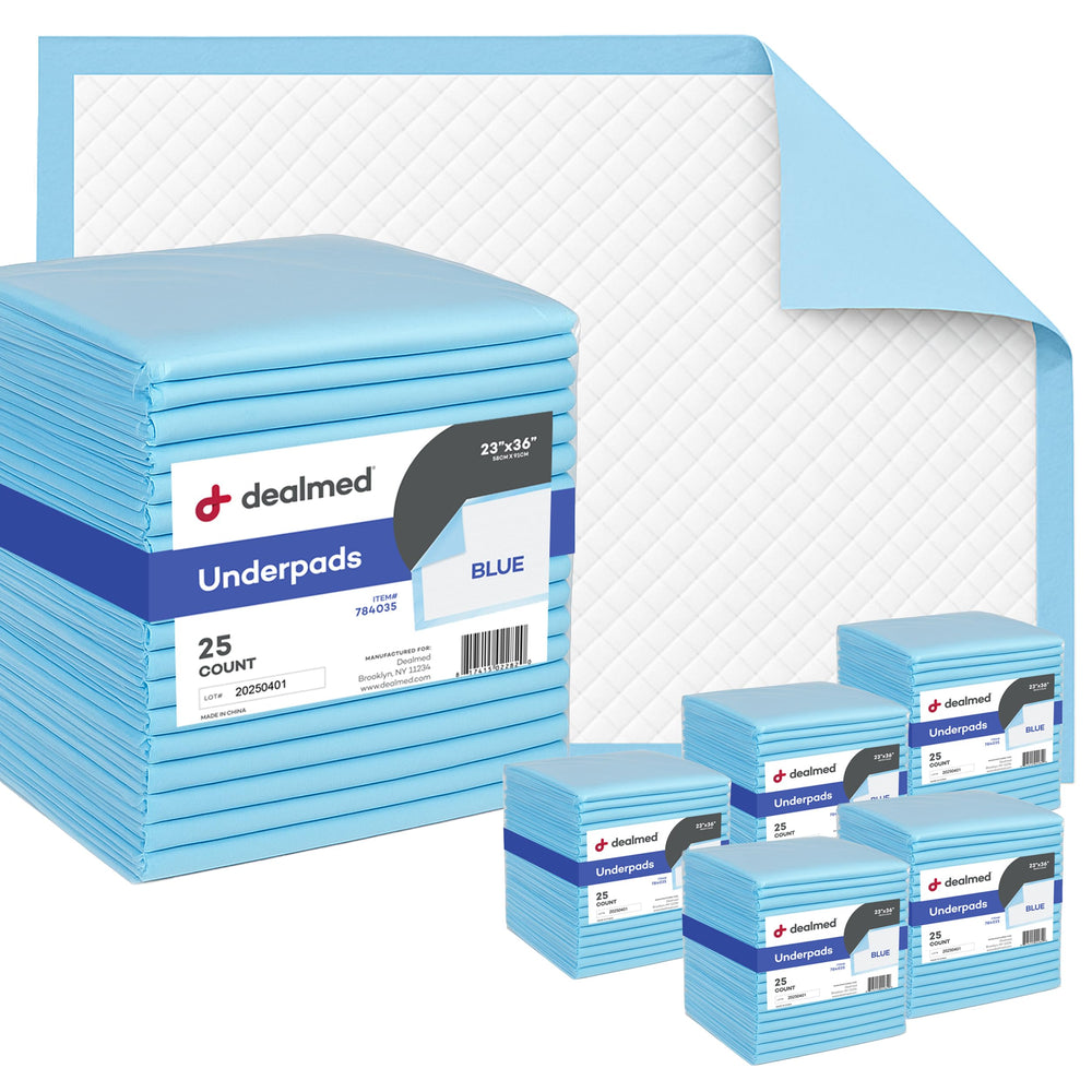 Dealmed blue underpad 23x36 inches provides reliable surface protection.