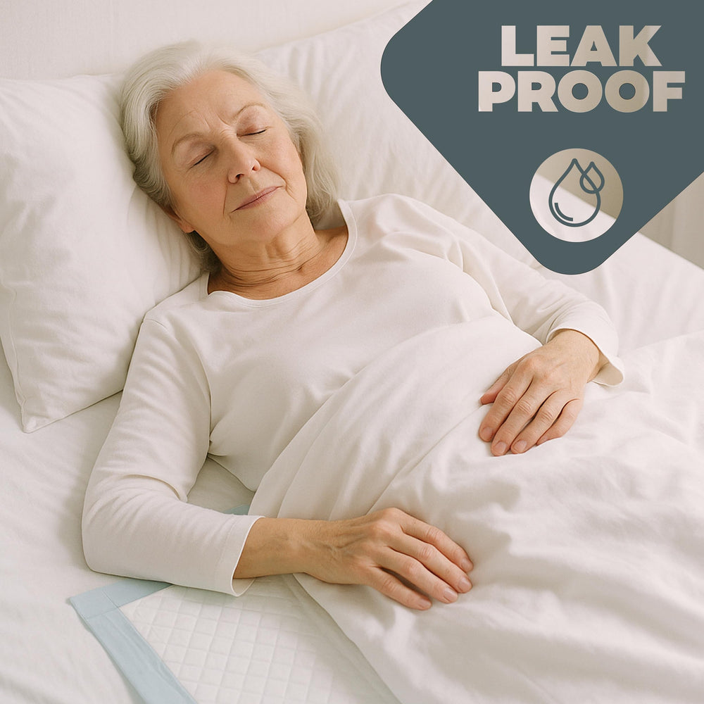 Dealmed underpads placed on a couch showing protective furniture coverage