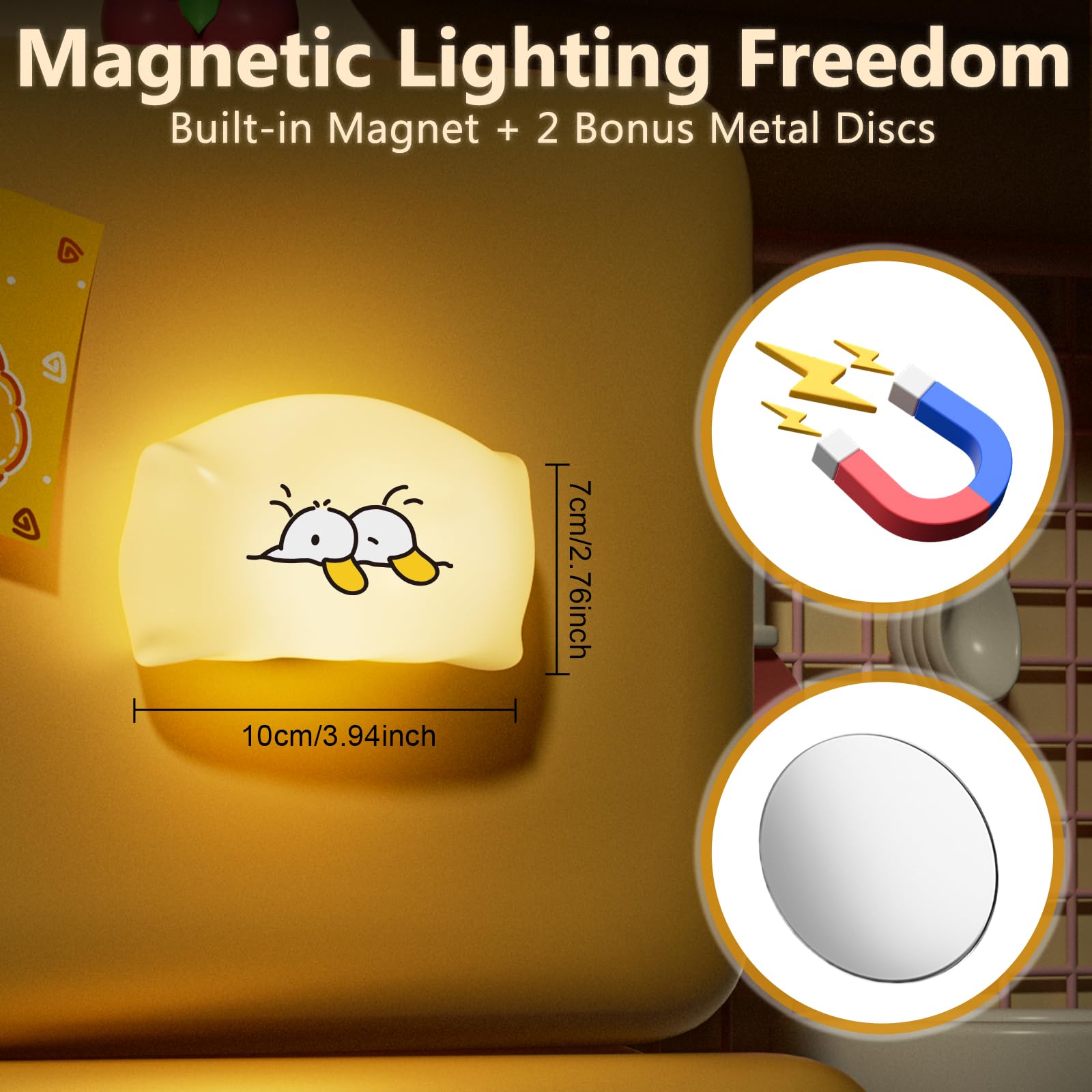 Dealswin night light with magnetic back attaches to crib or shelf securely.