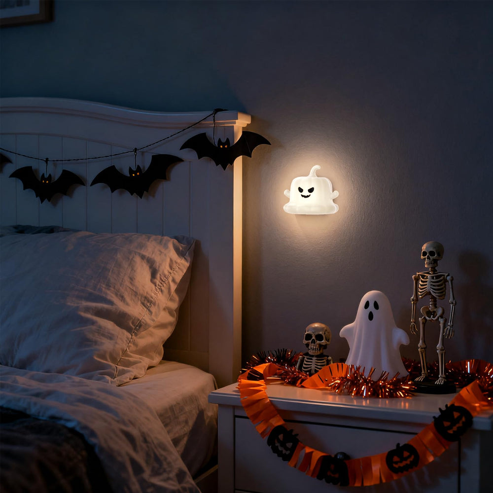 Dealswin pumpkin night light with magnetic base on metal surface