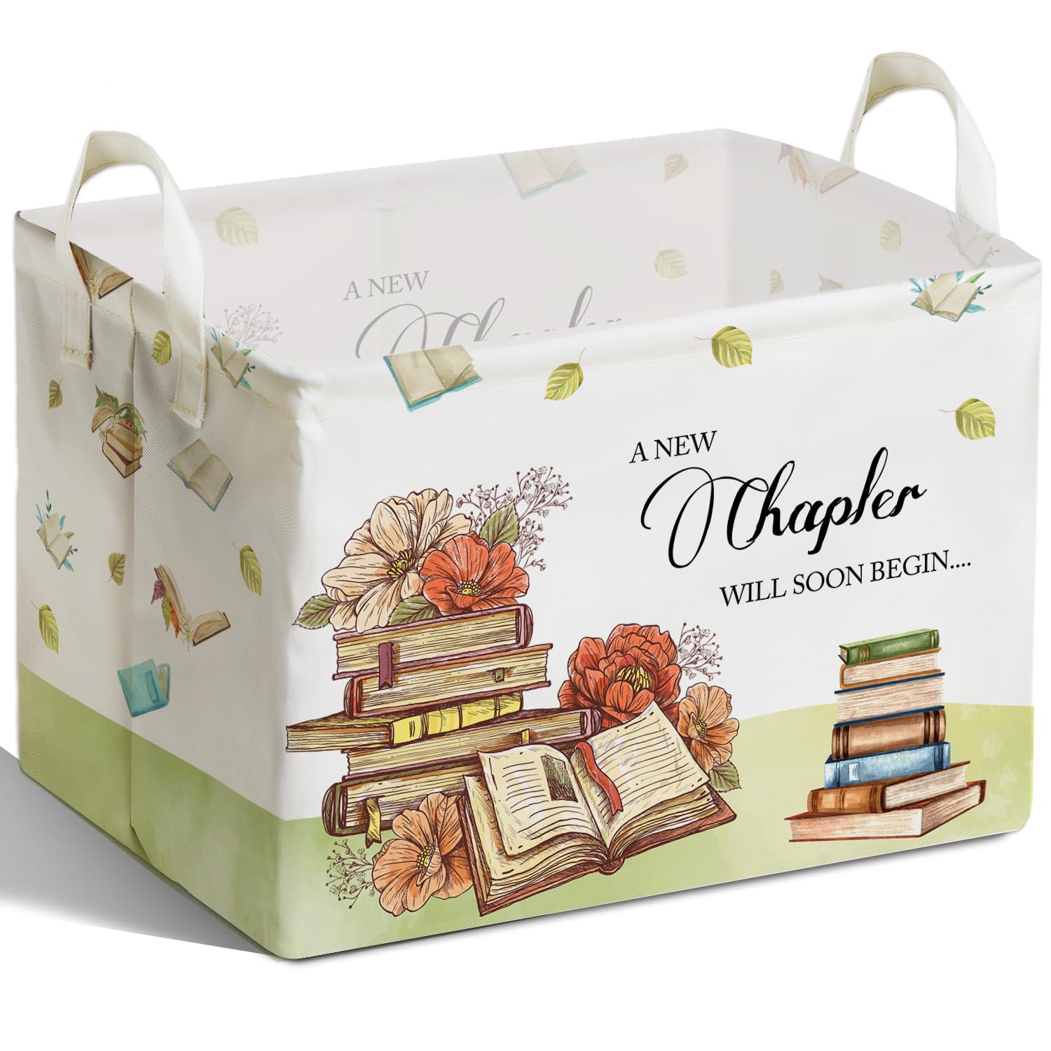 DEANHOT book-theme basket front view for tidy toy and book storage