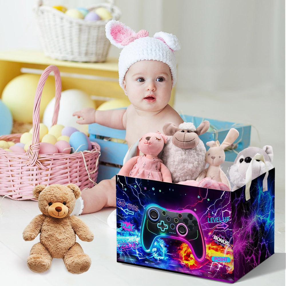 DEANHOT gamer design storage bin adds playful decor while organizing games and gifts