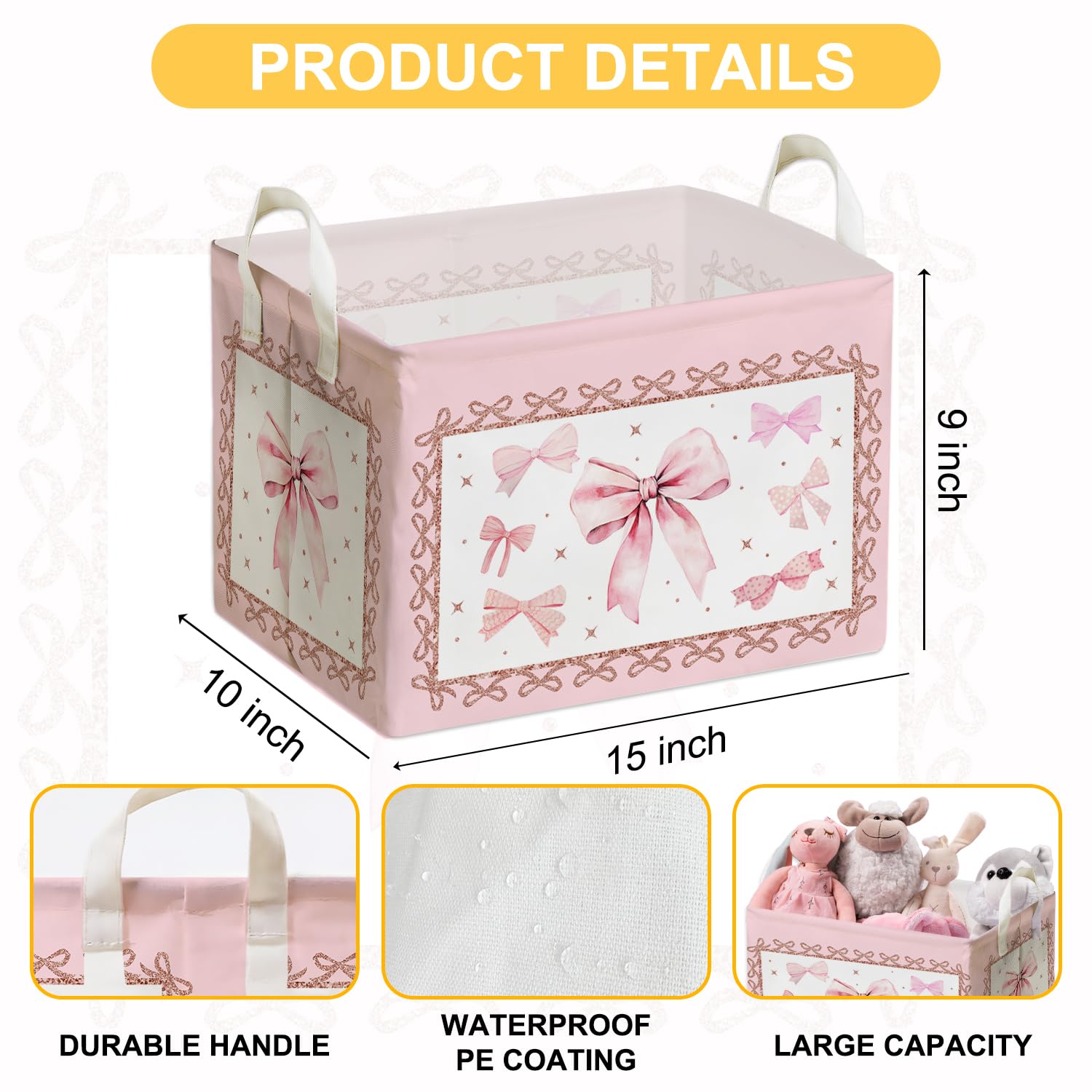 DEANHOT waterproof fabric storage box resists spills in nursery and playroom.