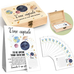 DEANHOT Planet Memory Time Capsule box, a durable wooden keepsake for storing heartfelt messages