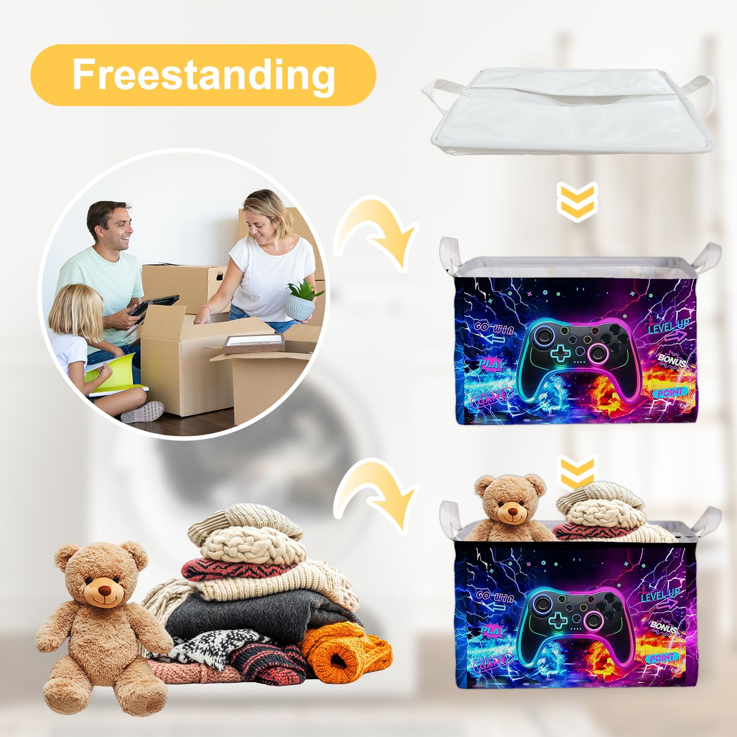 DEANHOT portable storage bin with handles, easy to move between nursery and playroom