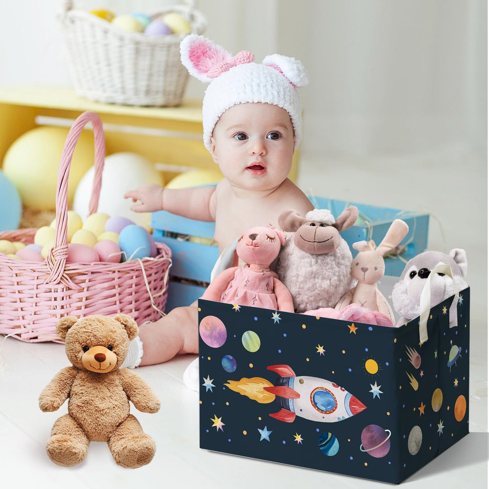 DEANHOT Rocket and star graphics brighten play areas while organizing.