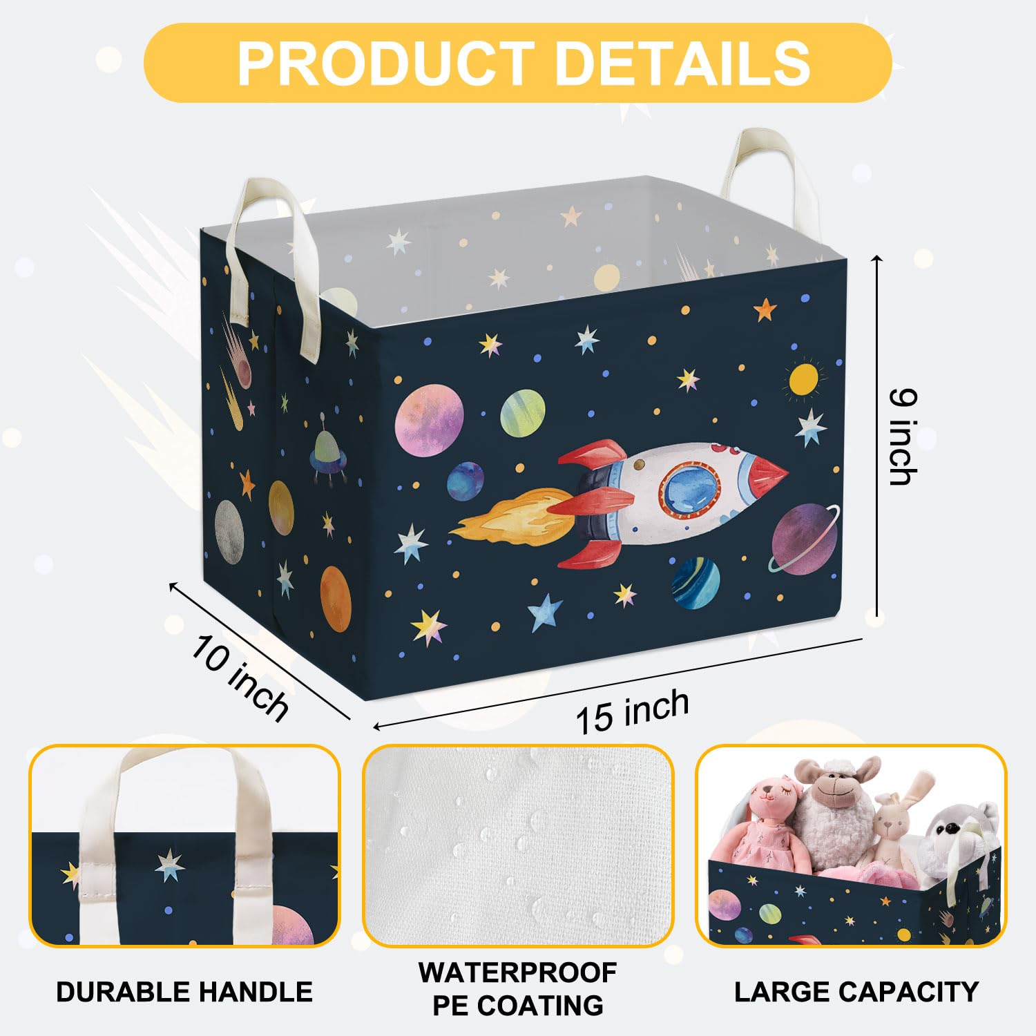 DEANHOT Rocket storage basket foldable design for versatile space in small rooms.