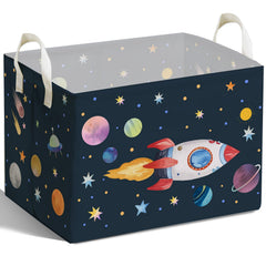 DEANHOT Rocket Storage Basket with handles for easy toy organization.