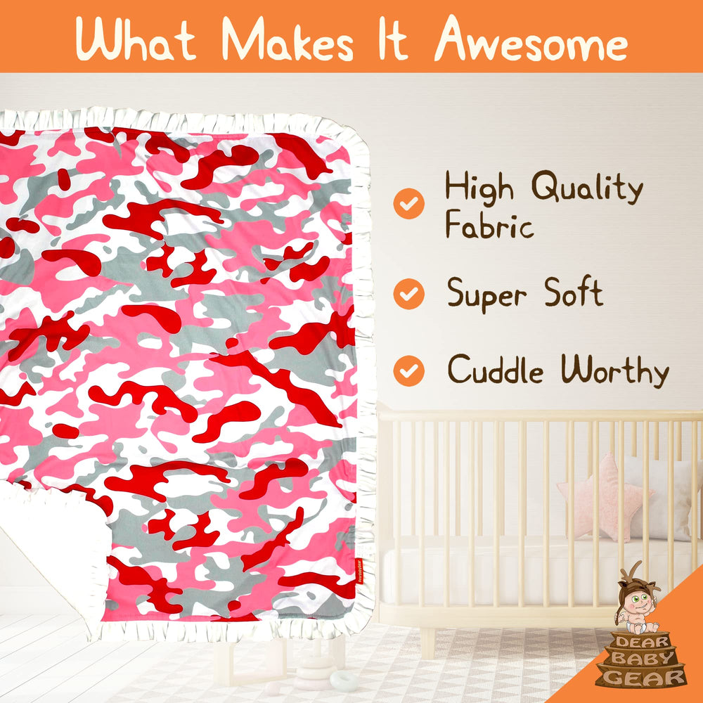 Dear Baby Gear baby blanket playtime mat provides soft surface for tummy time.