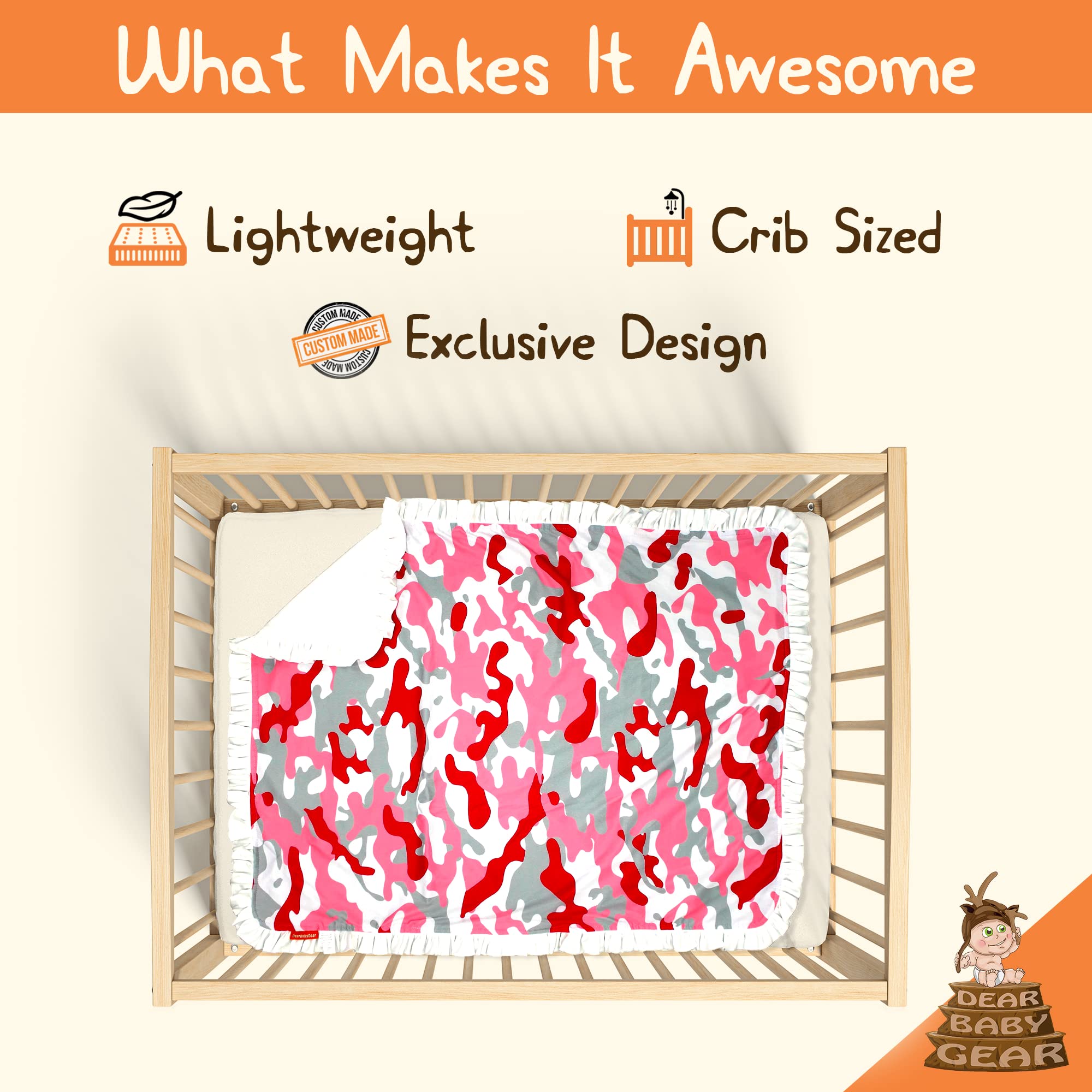Dear Baby Gear baby blanket used in stroller for cozy outdoor outings.