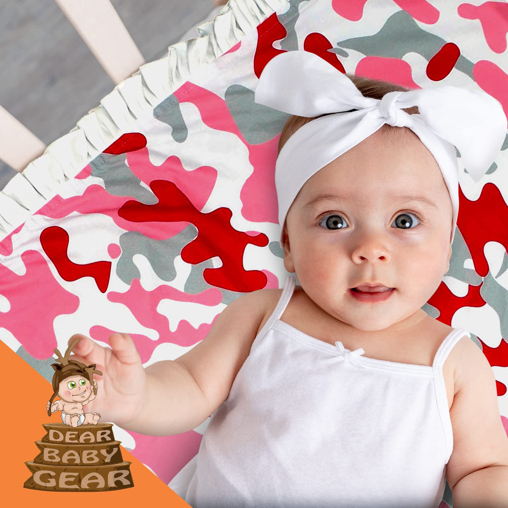 Dear Baby Gear baby blanket travel size shown for on‑the‑go comfort and portability.