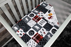 Dear Baby Gear bears deluxe blanket with moose motif provides soft warmth during stroller rides.