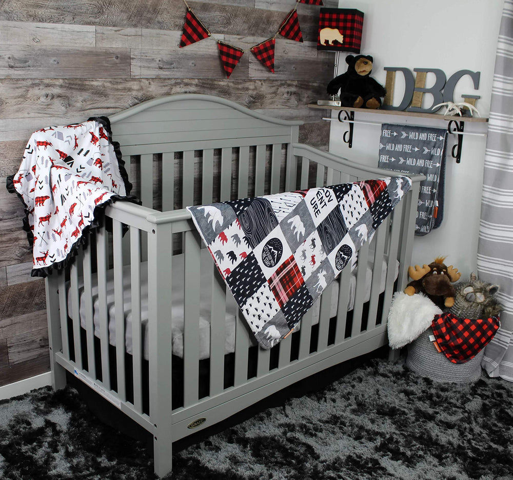 Dear Baby Gear bears deluxe blanket Northwood adventure faux quilt adds stylish nursery decor and comfort.