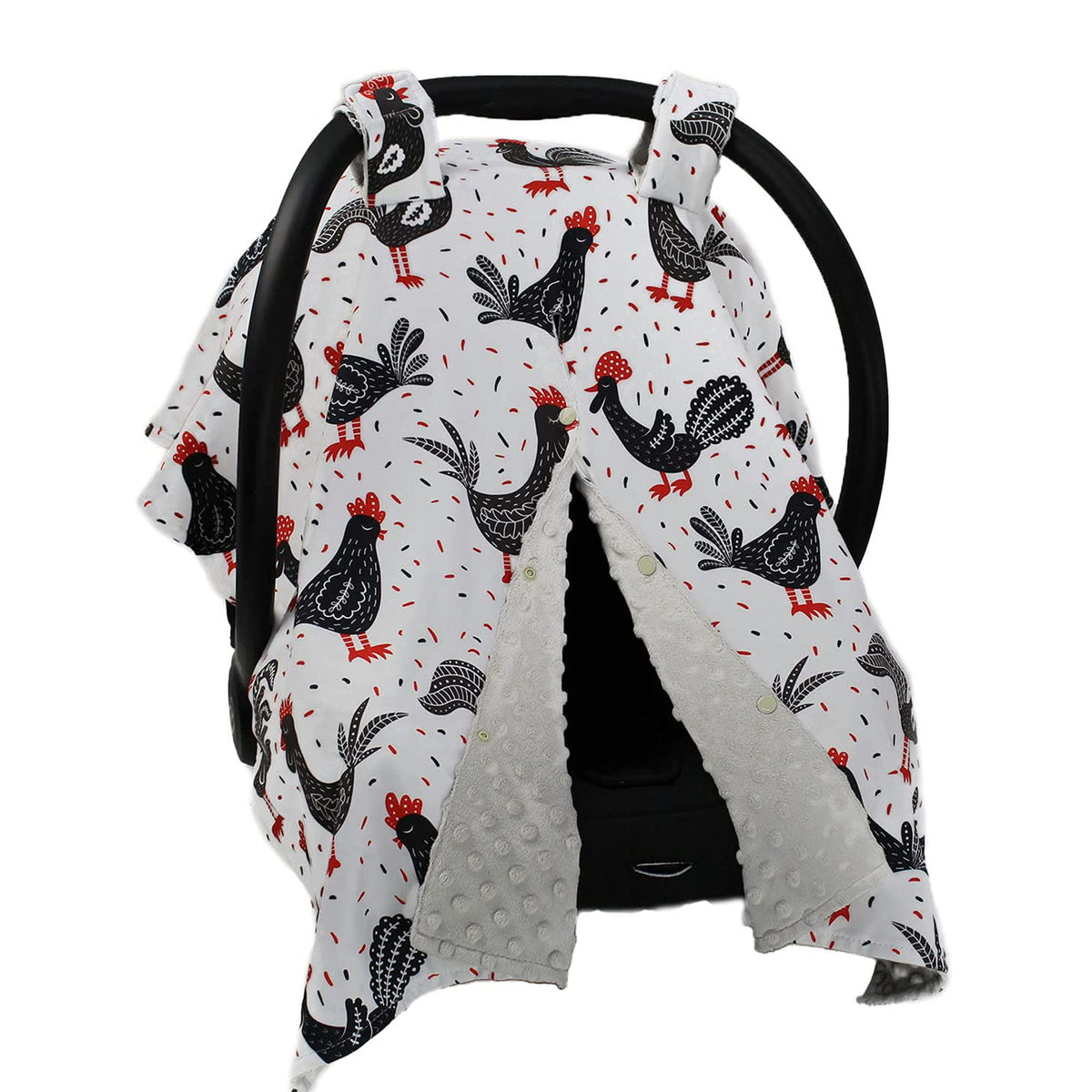 Dear Baby Gear car seat canopy with chickens design shields sun and wind