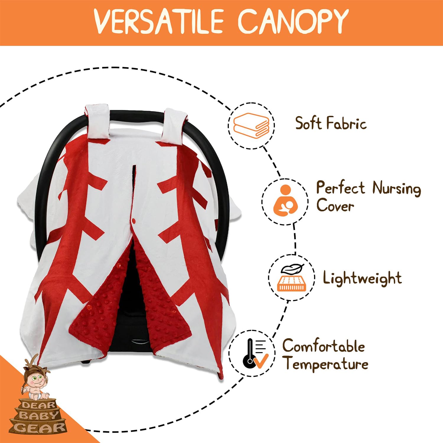 Dear Baby Gear car seat cover side view adds stroller shade