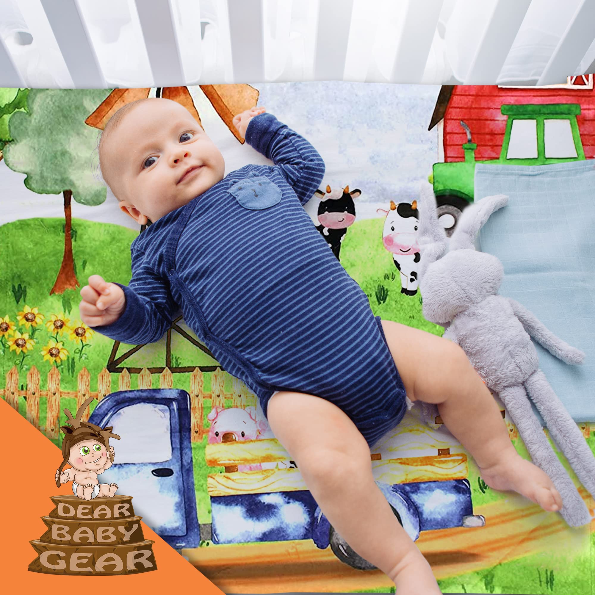 Dear Baby Gear crib-friendly blanket green-tractor for nap-time comfort