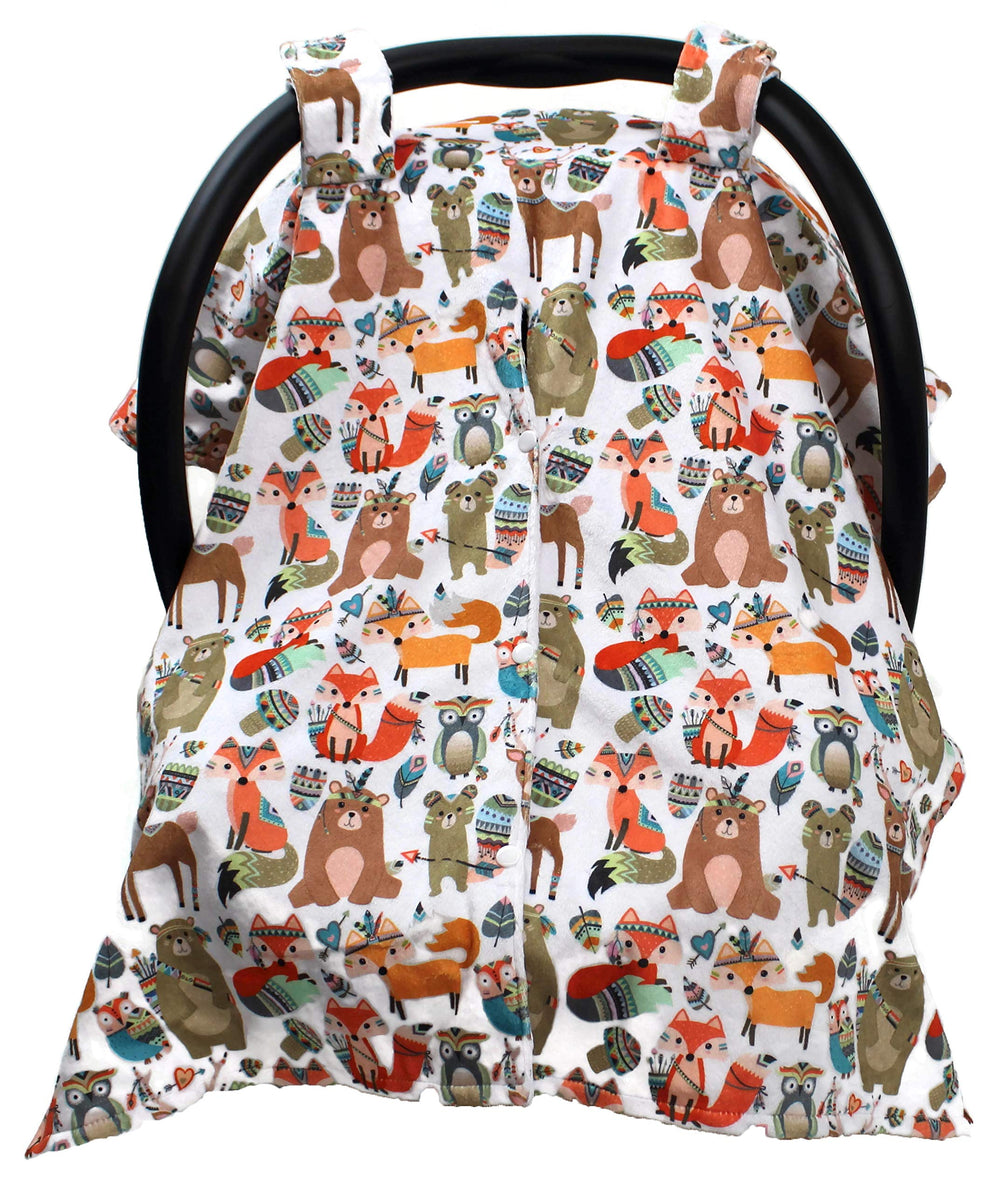 Dear Baby Gear Deluxe car seat canopy with white dot pattern provides breathable travel coverage.