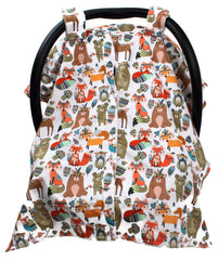Dear Baby Gear Deluxe car seat canopy with white dot pattern provides breathable travel coverage.