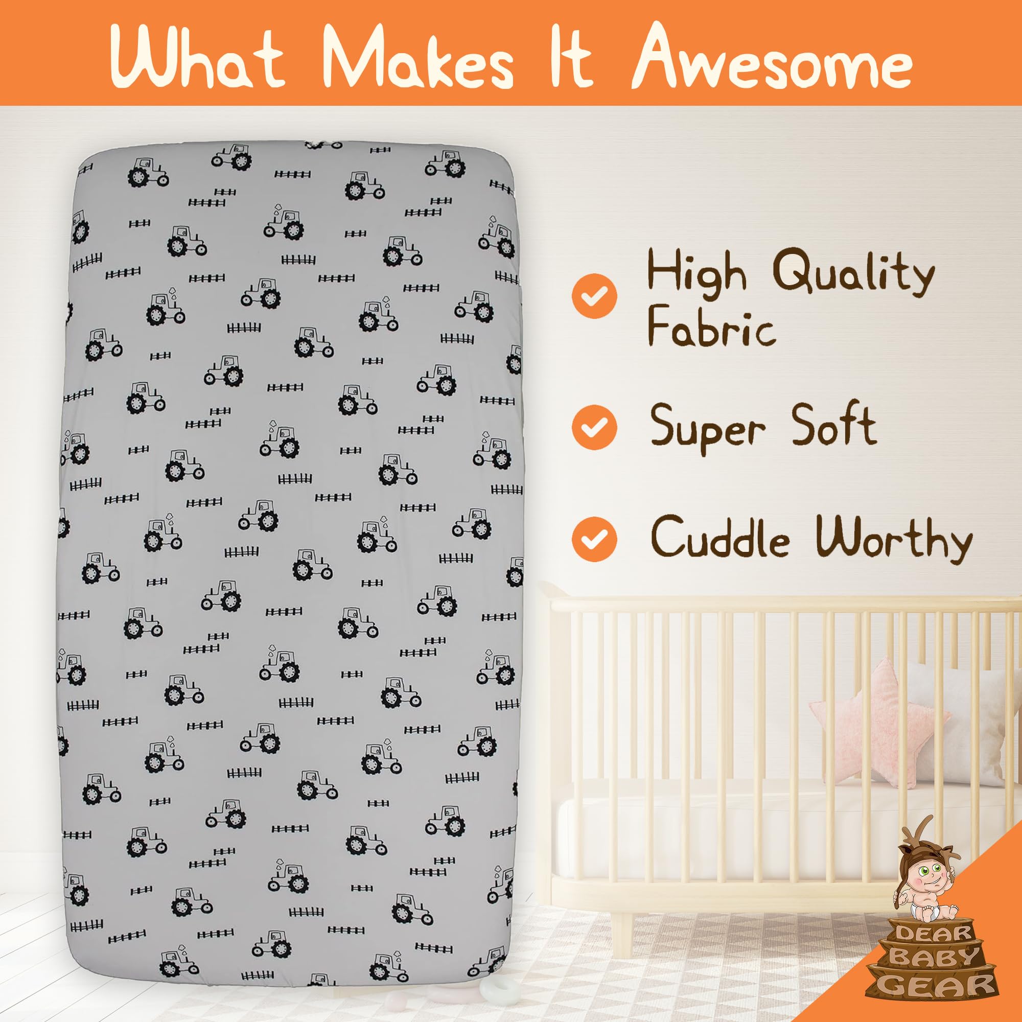 Dear Baby Gear elastic-fit crib sheet ensures secure snug fit