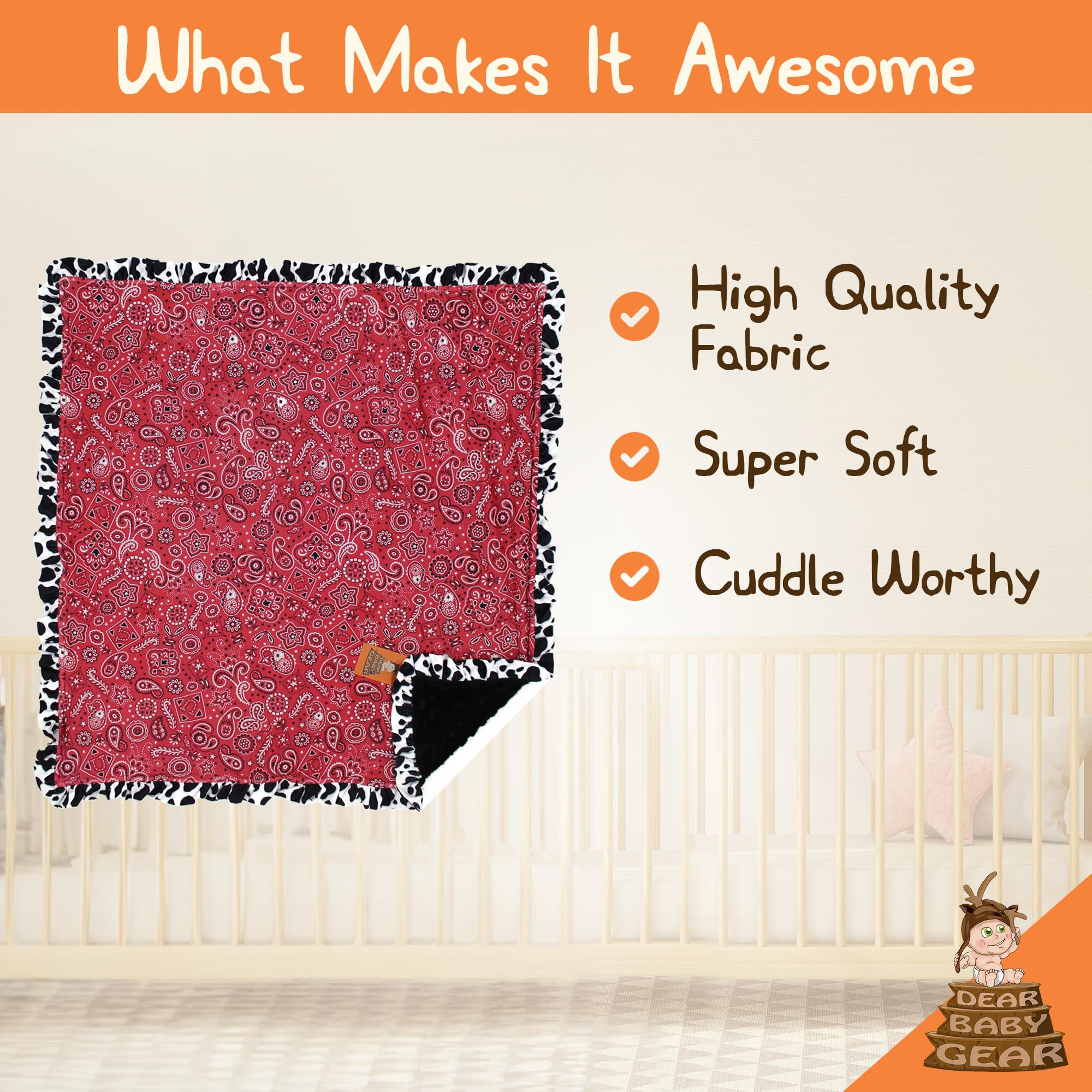 Dear Baby Gear Farm Deluxe newborn gift blanket offers soft warmth for new arrivals.