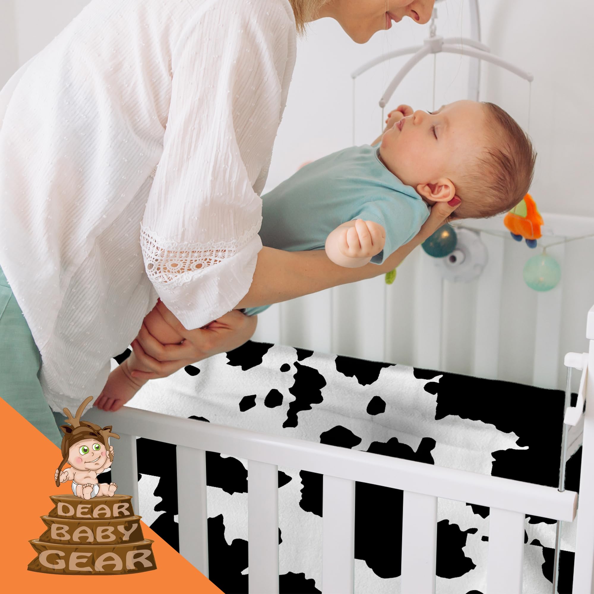 Dear Baby Gear nursery pattern coordinates with the room’s theme.