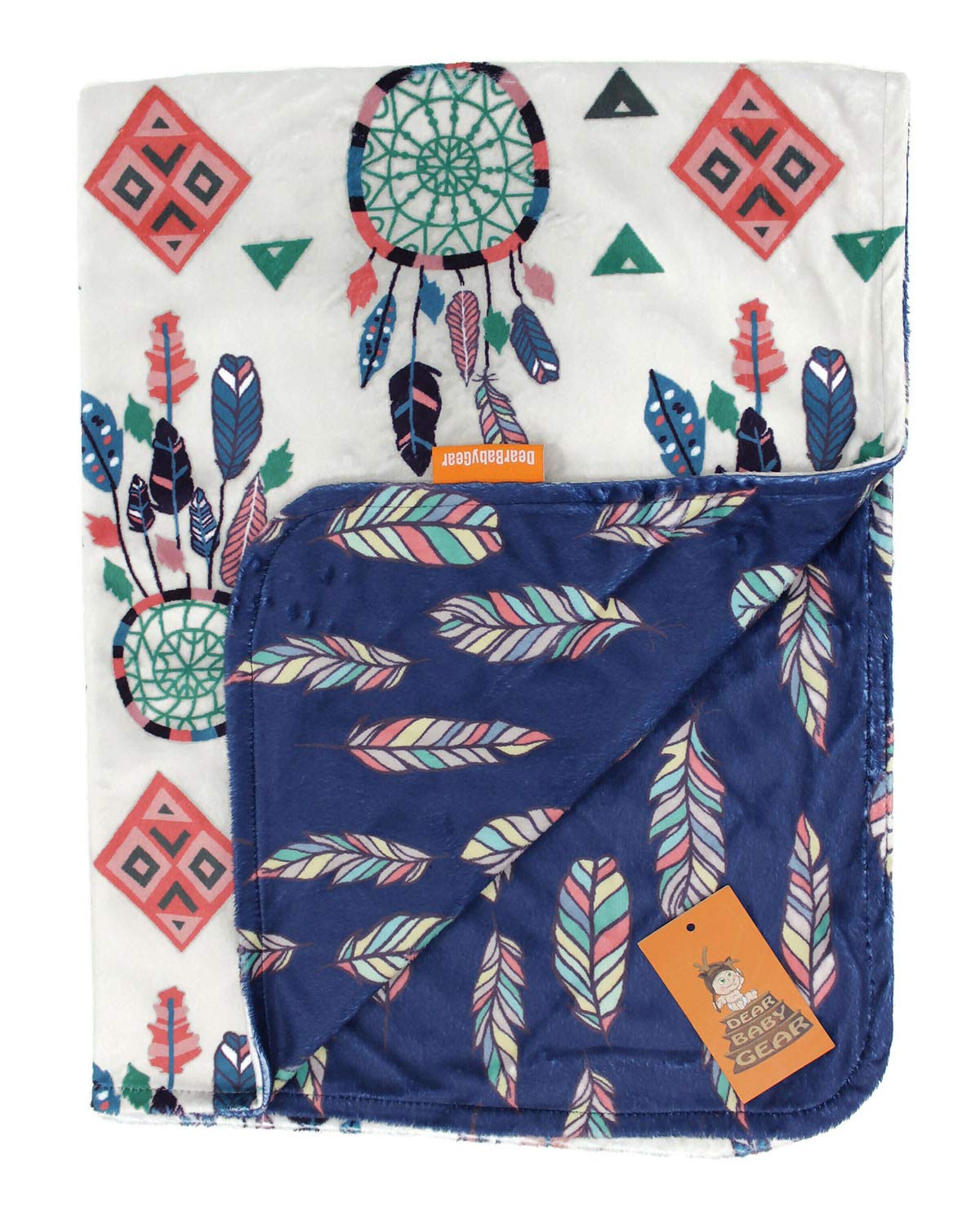 Dear Baby Gear car-seat blanket with feathers design for cozy ride warmth
