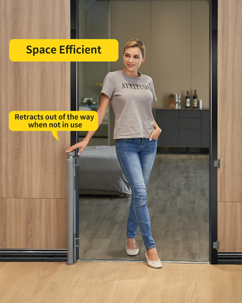 DEAR LOV gray mesh design blends with decor while protecting active kids.