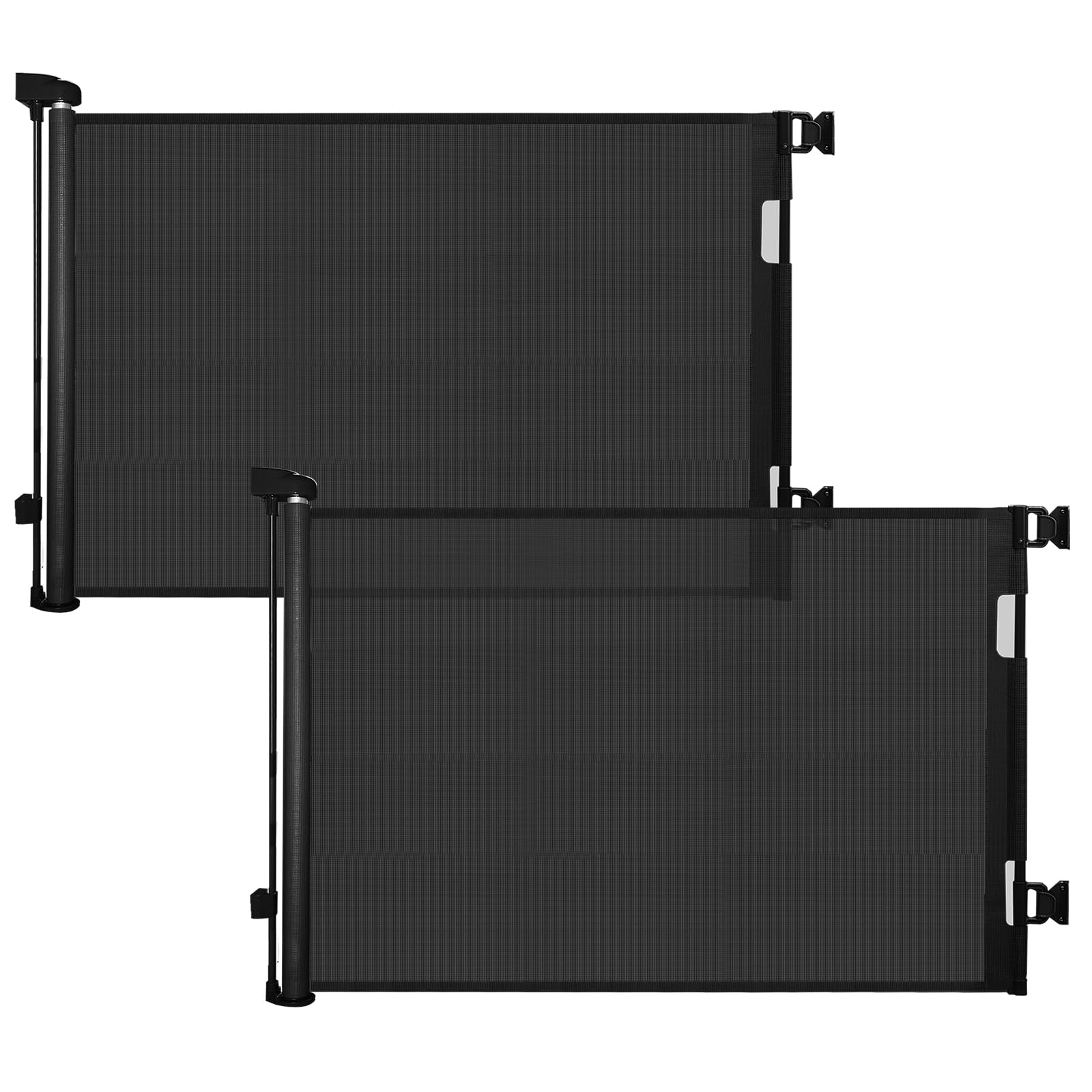 DEAR LOV two-pack retractable gate on stairs provides safe access for infants at 33-inch height.