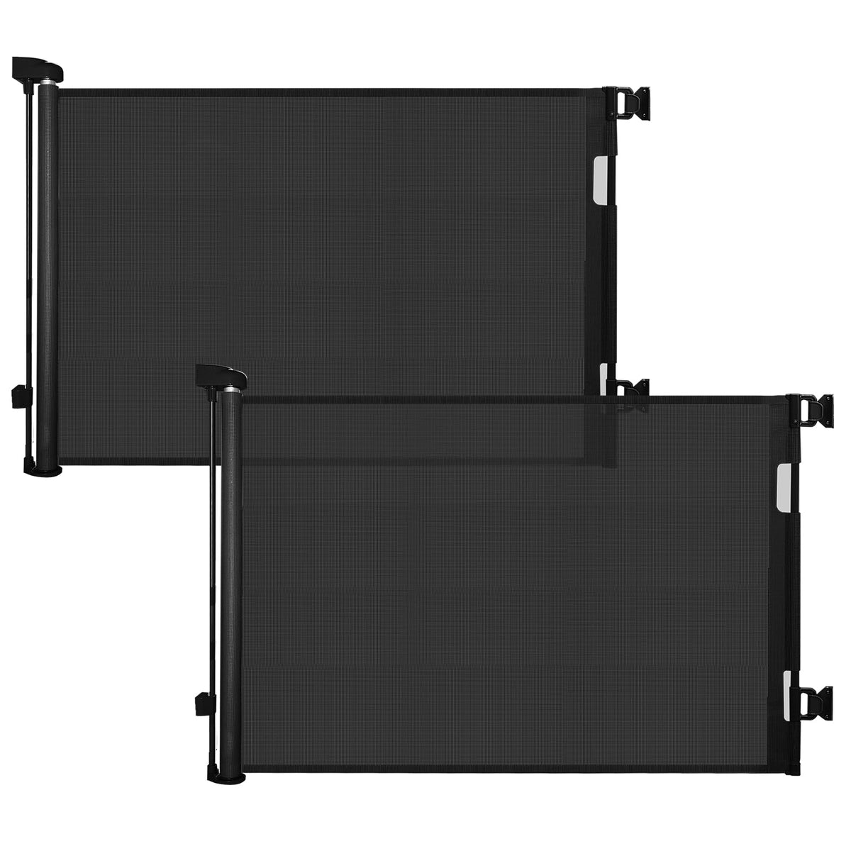 DEAR LOV two-pack retractable gate on stairs provides safe access for infants at 33-inch height.